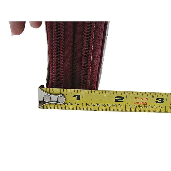 Buxton Burgundy Wallet Double Zip Compartments Croc Design Purse ID Card Slots - Picture 14 of 16